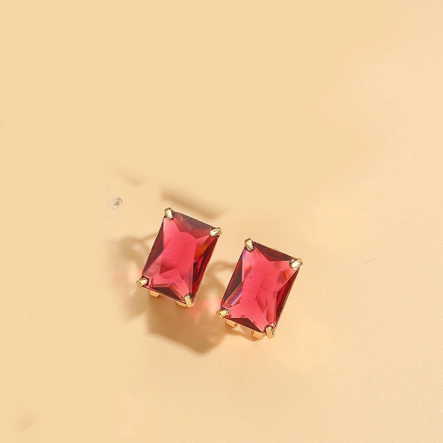 1 Pair Vintage Style Simple Style Commute Square Inlay Copper Zircon 14K Gold Plated Ear Studs