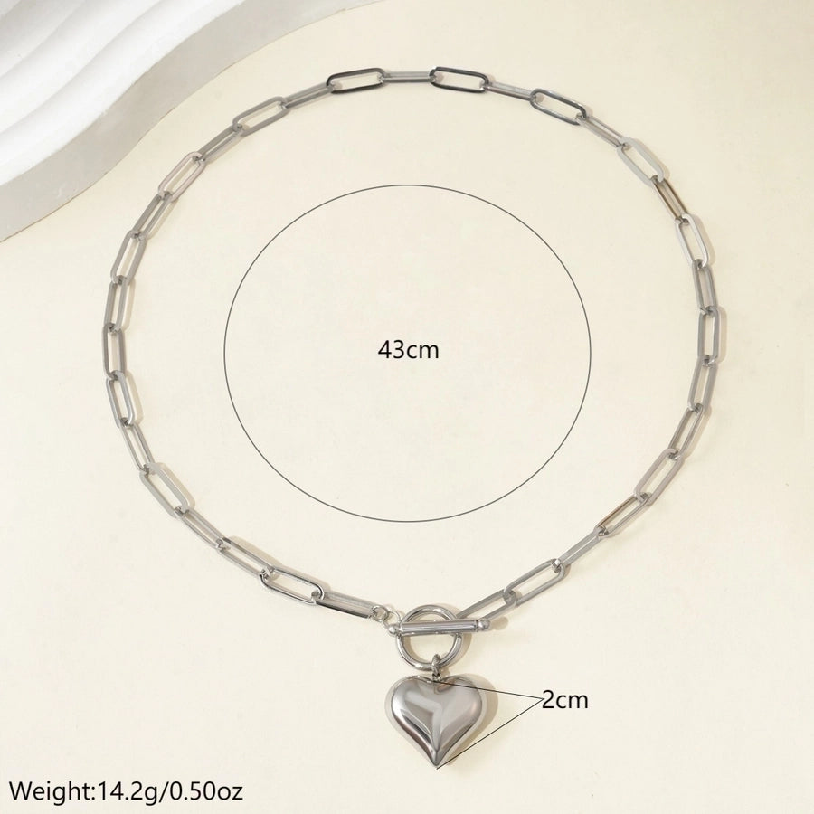 Jewelry Simple Style Classic Style Heart Shape 304 Stainless Steel Polishing Pendant Necklace