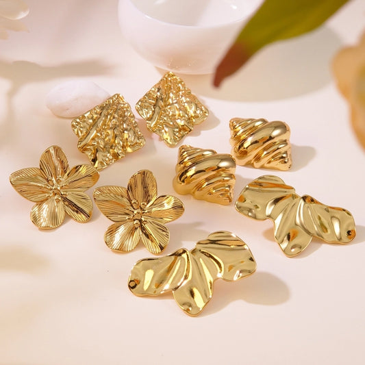 1 Pair Elegant French Style Sweet Geometric Flower 304 Stainless Steel Imitation Gold  Ear Studs