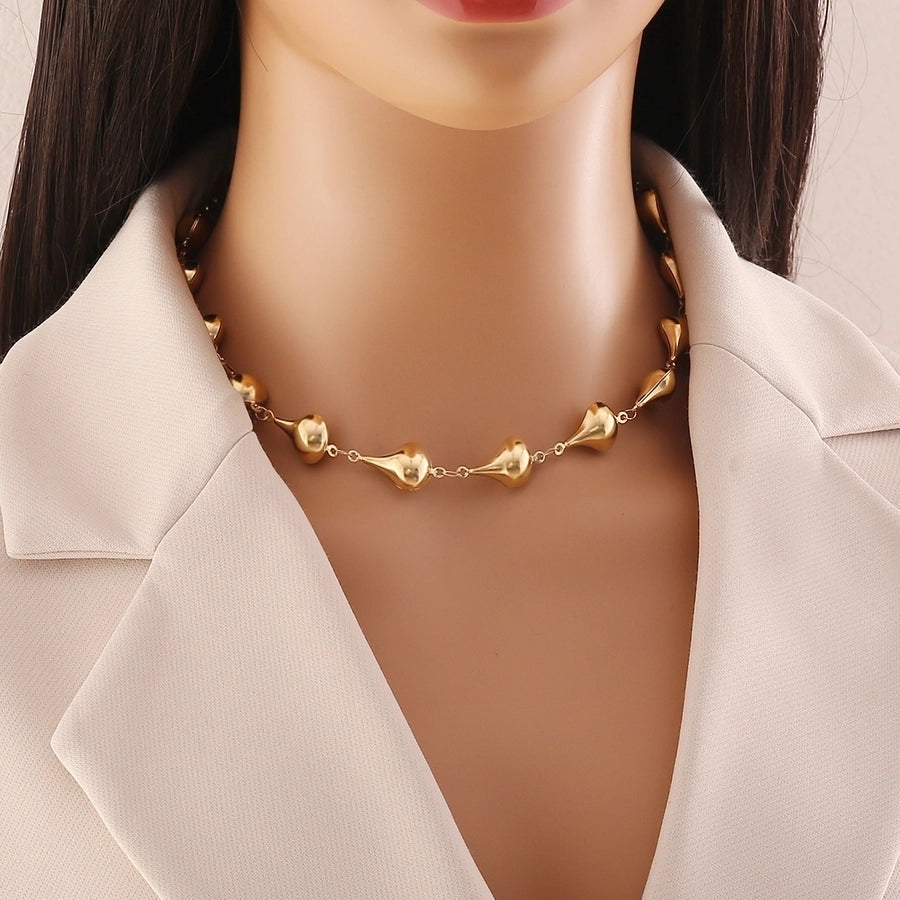 Jewelry Lady Commute Round 304 Stainless Steel 18K Gold Plated Irregular Necklace