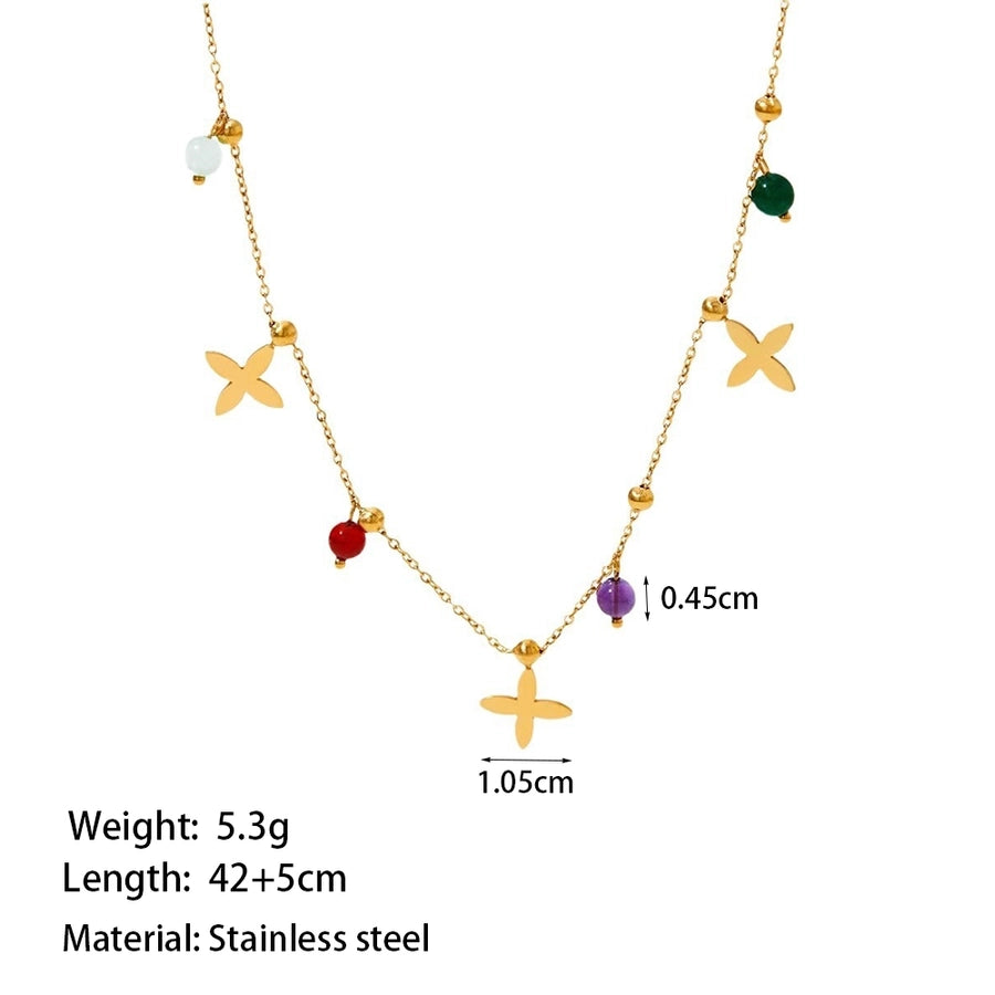 Jewelry Casual Glam Commute Cross 304 Stainless Steel 18K Gold Plated Polishing Plating Jewelry Set