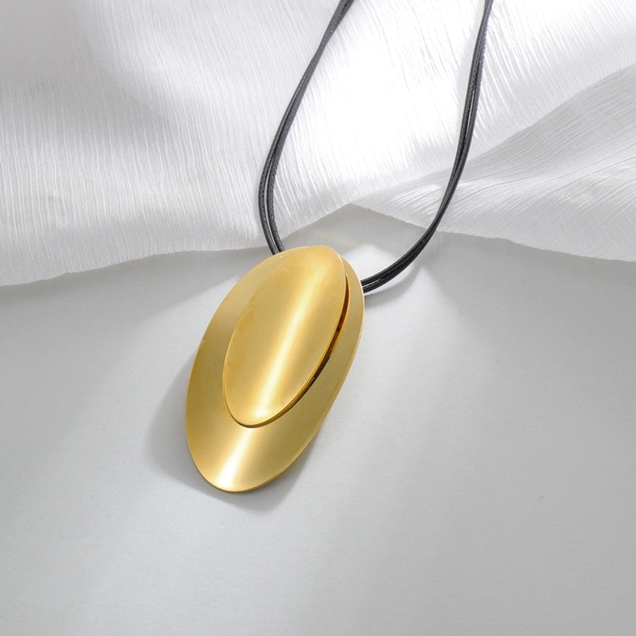 Jewelry Simple Style Classic Style Oval 304 Stainless Steel 14K Gold Plated Irregular Plating Pendant Necklace - CEJEW