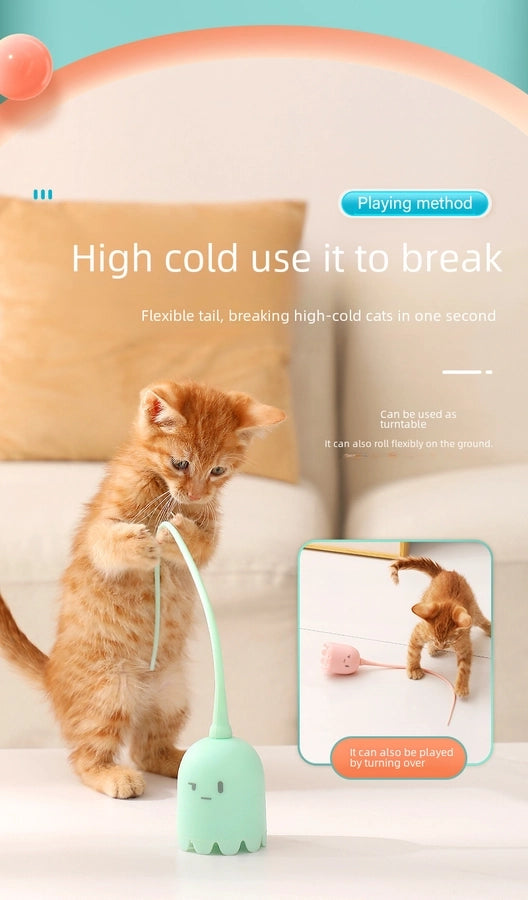 Electric Pet Toy Smart Tail Cat Toy Silicone Tail Bite-resistant Automatic Self-entertaining Rotating Rolling Ball