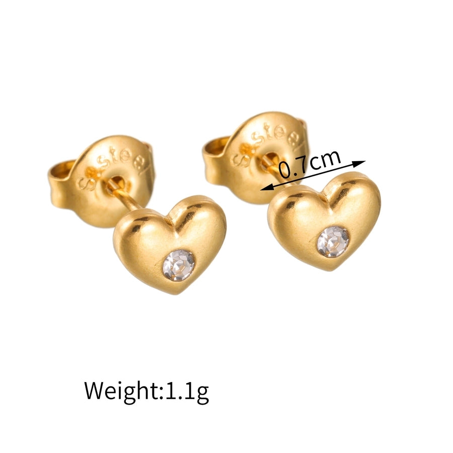 1 Pair Simple Style IG Style Heart Shape Crown Butterfly 304 Stainless Steel Ear Studs