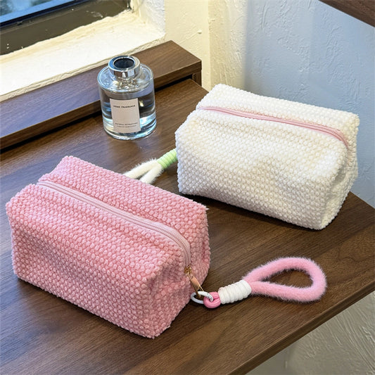 Elegant Streetwear Solid Color Polyester Plaid Square Makeup Bags