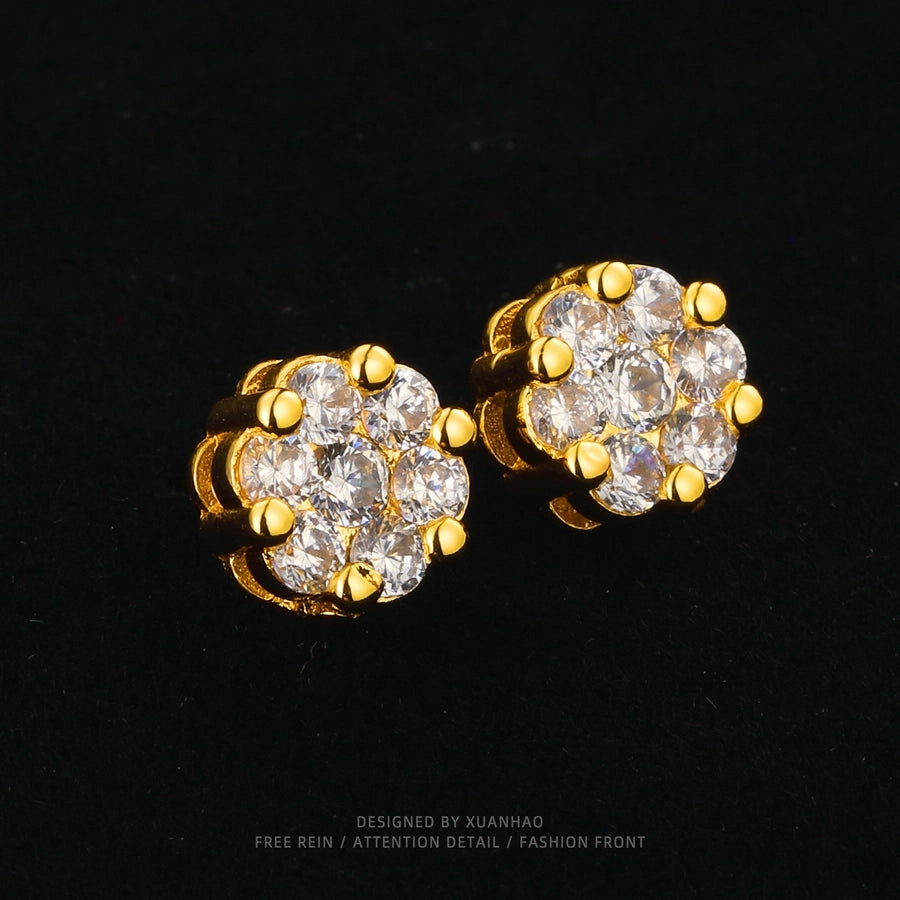 1 Pair Simple Style Classic Style Geometric Plating Copper Zircon Ear Studs