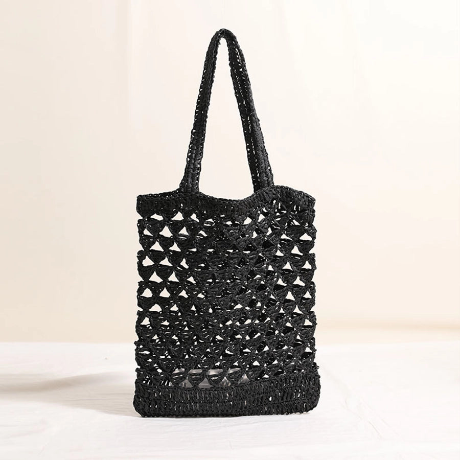 Women's Medium Paper Solid Color Classic Style Weave Square Open Straw Bag