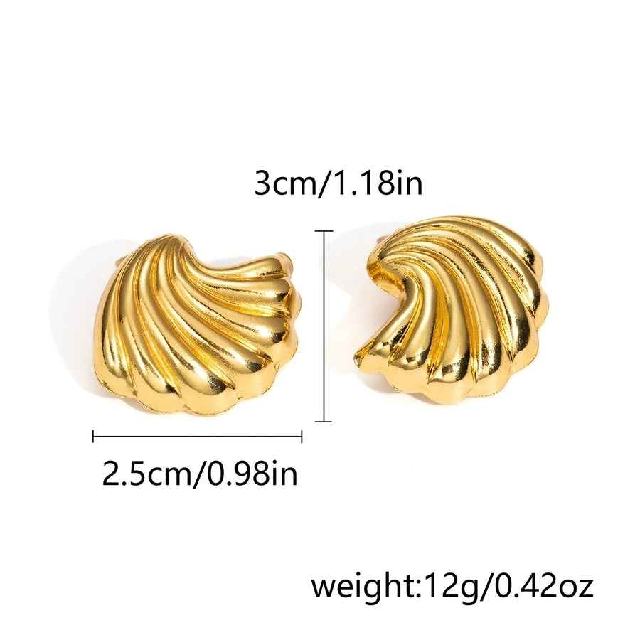 1 Pair IG Style Exaggerated Cool Style Water Droplets Heart Shape Shell Plating 201 Stainless Steel Ear Studs