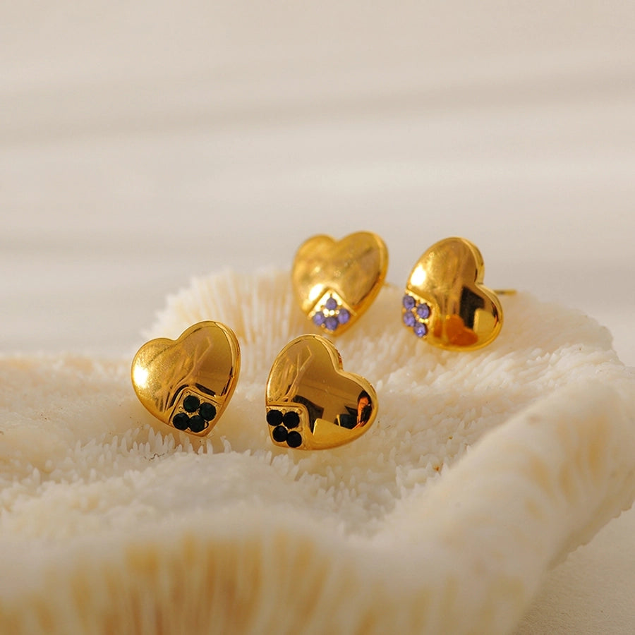 1 Pair Elegant Vintage Style Luxurious Heart Shape 304 Stainless Steel Ear Studs