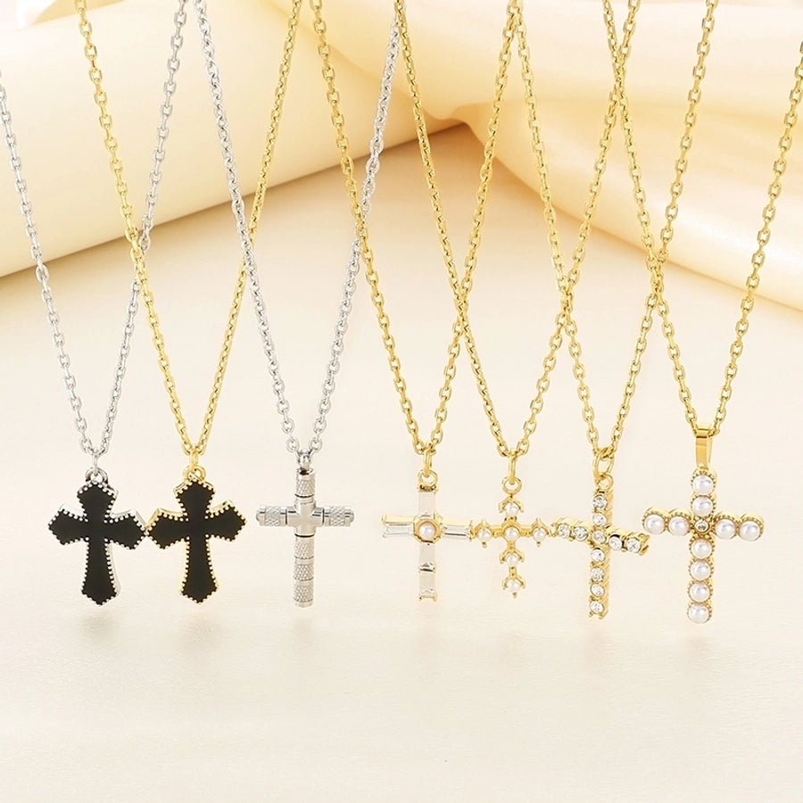 Jewelry Vintage Style Cross 304 Stainless Steel 18K Gold Plated Stainless Steel Necklaces