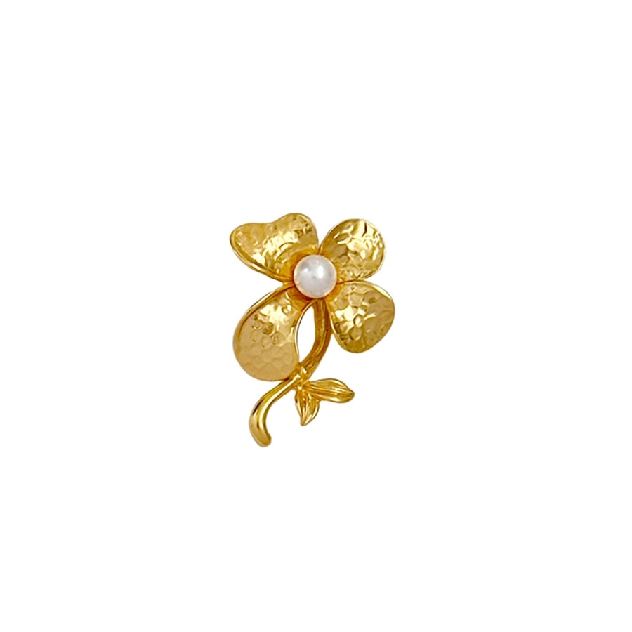 elegant lady flower alloy inlay pearl women's brooches 1 piece