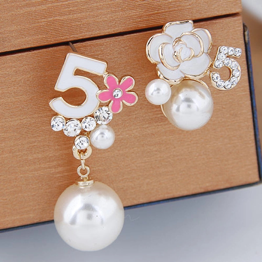 Korean Style Plant Alloy Pearl Drop Earrings