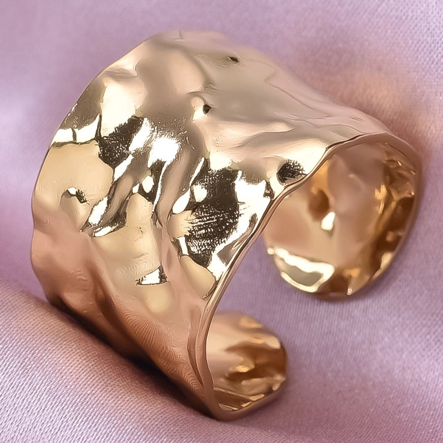 Jewelry IG Style French Style Geometric 304 Stainless Steel 18K Gold Plated Irregular Polishing Open Rings