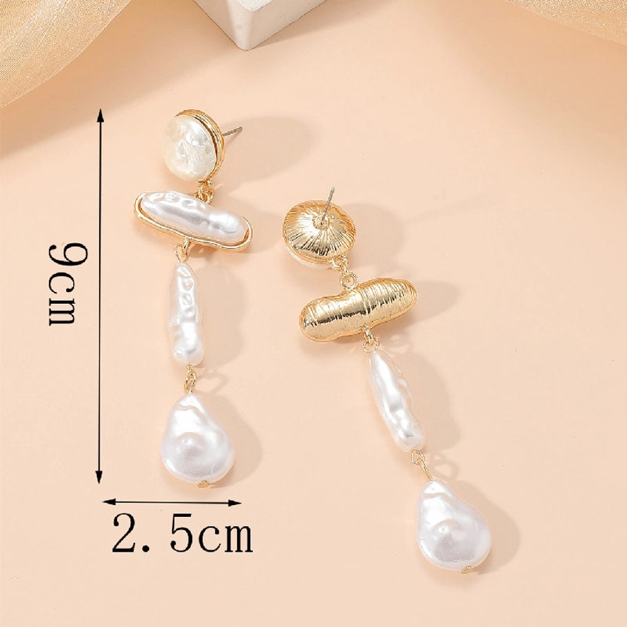 jewelry vintage style simple style irregular alloy baroque pearls artificial pearls rhinestones asymmetrical inlay drop earrings