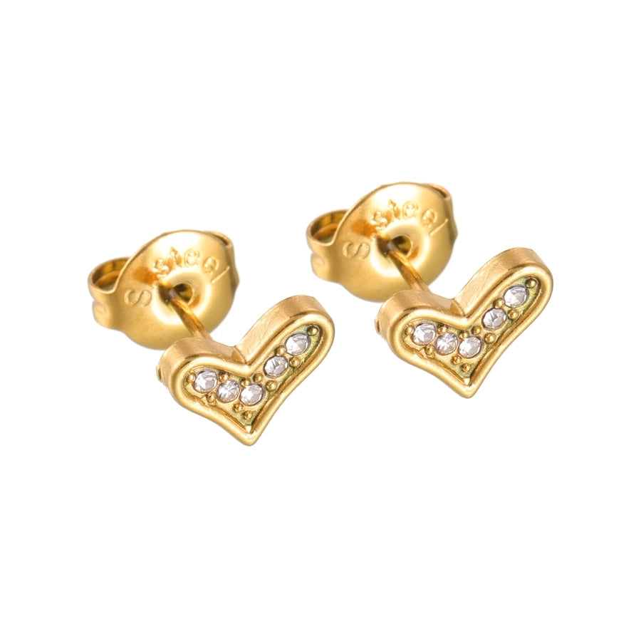 1 Pair Simple Style IG Style Heart Shape Crown Butterfly 304 Stainless Steel Ear Studs