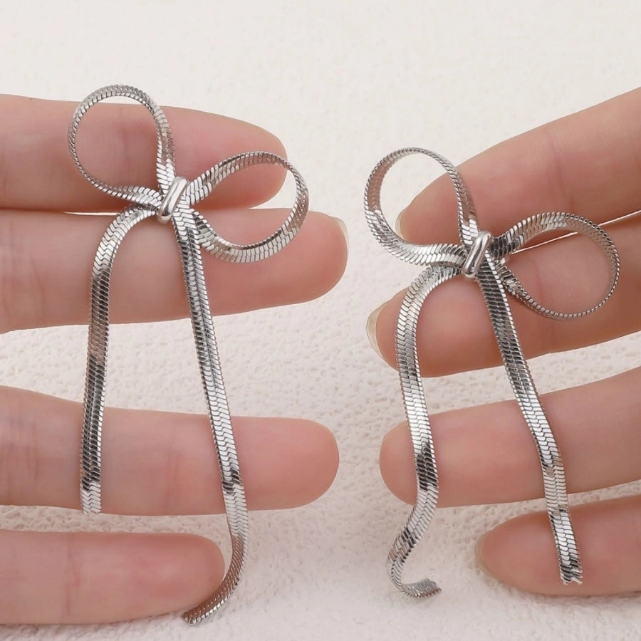 1 Pair Elegant Sweet Bow Knot 304 Stainless Steel Ear Studs