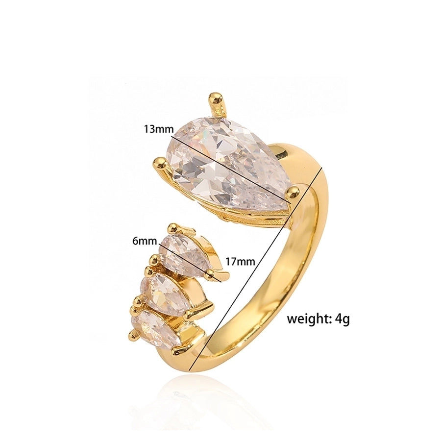 elegant luxurious shiny v shape copper plating inlay zircon 18k gold plated open rings