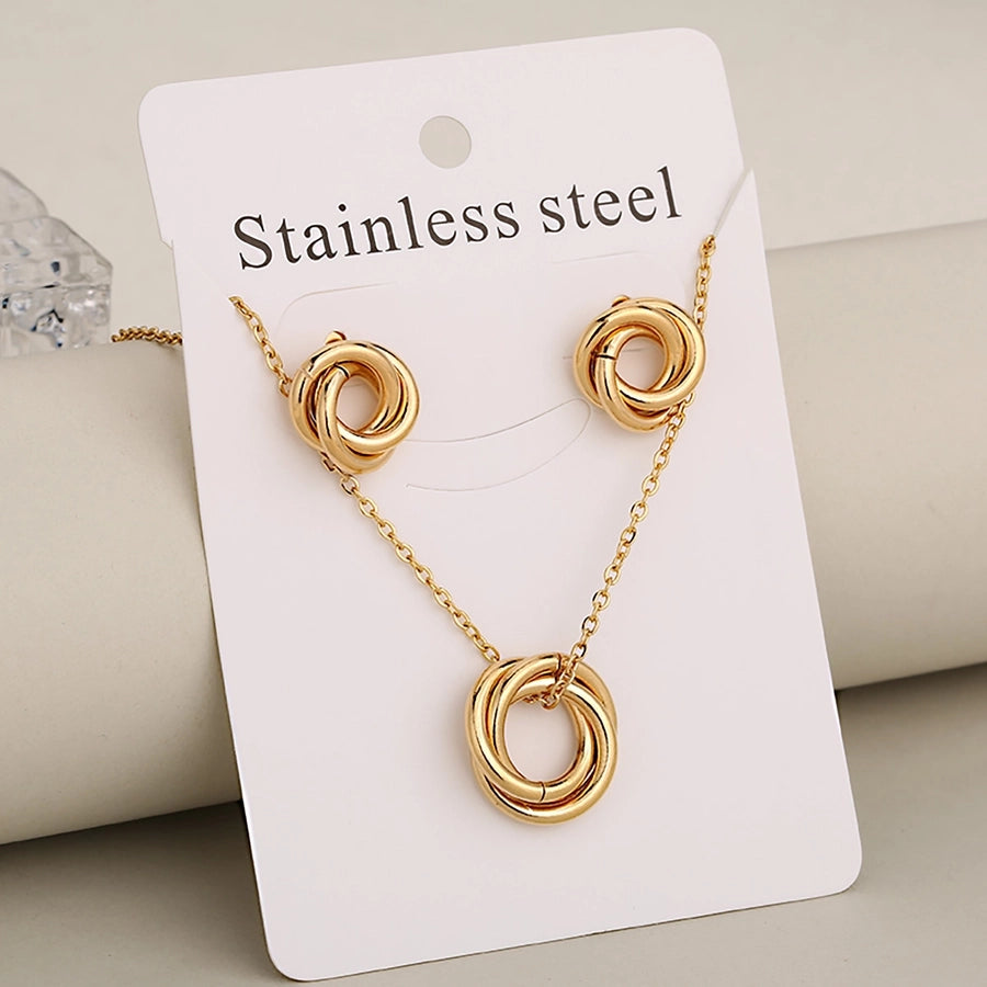 Jewelry Casual Vacation Classic Style Circle 304 Stainless Steel 18K Gold Plated Jewelry Set