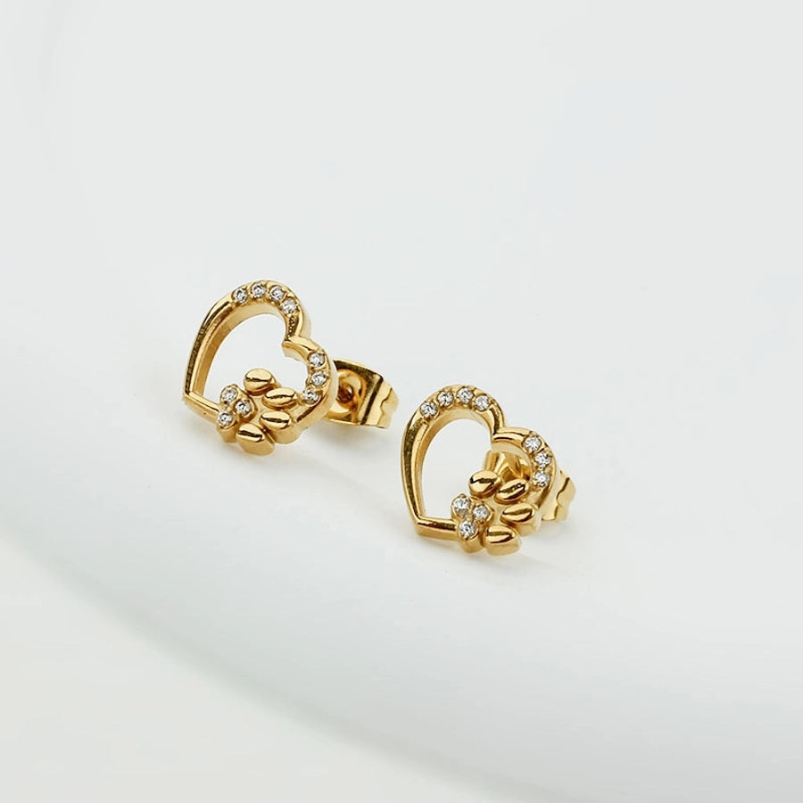 1 Pair Basic Modern Style Classic Style Heart Shape Plating Inlay Titanium Steel Zircon Gold Plated Ear Studs