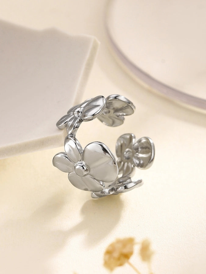 Jewelry Retro French Style Simple Style Heart Shape Flower Bow Knot Titanium Steel Open Rings