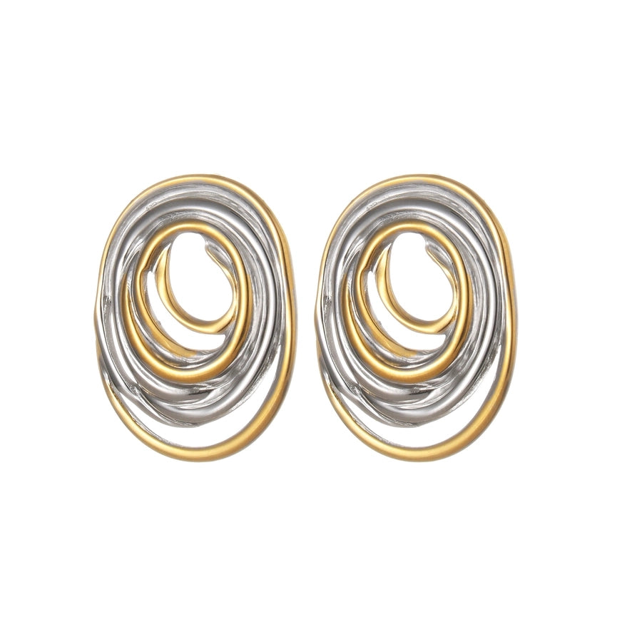 1 Pair IG Style Artistic Geometric Color Block Plating Titanium Steel 18K Gold Plated Ear Studs