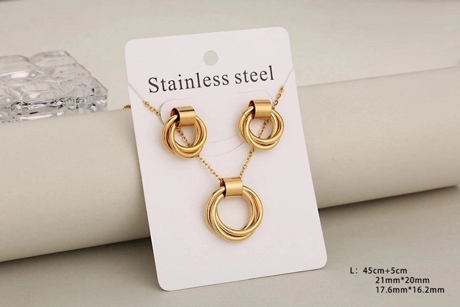 Jewelry Casual Vacation Classic Style Circle 304 Stainless Steel 18K Gold Plated Jewelry Set