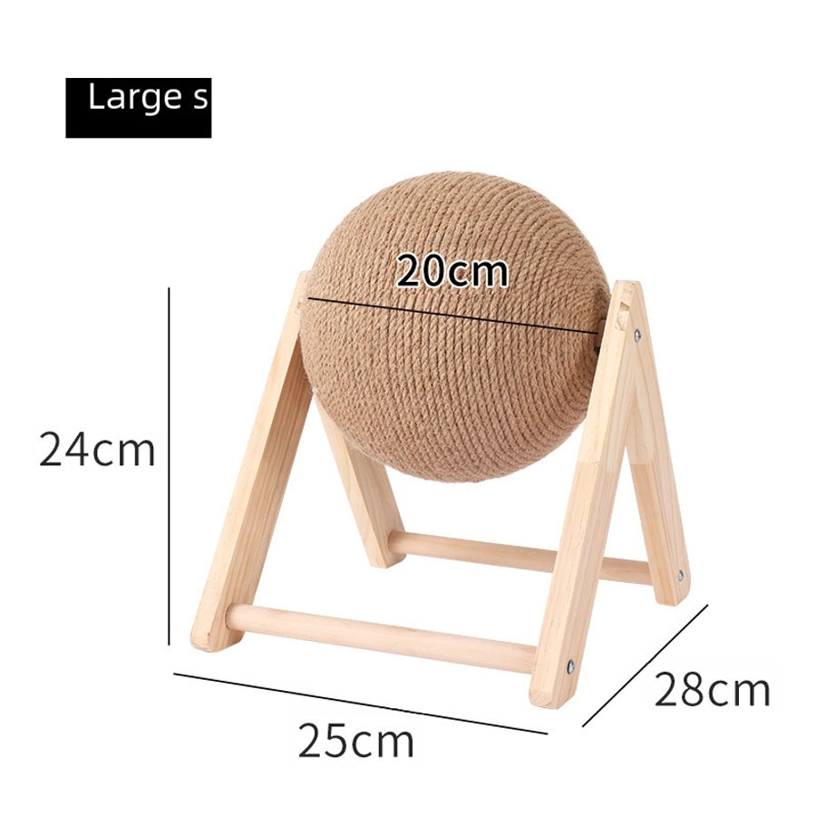 Wooden Cat Scratch Board Toy Durable Cat Scratching Post Ball Hand-wound Rope Climbing Frame Pet Supplies