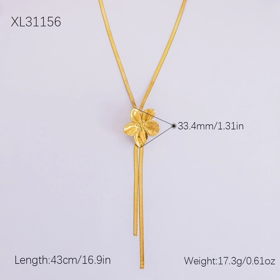 Jewelry Elegant Streetwear Heart Shape Flower Butterfly 304 Stainless Steel Plating Pendant Necklace