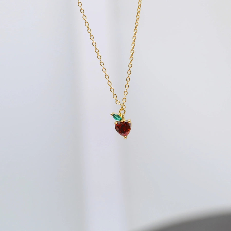 Copper 18K Gold Plated Fruit Zircon Pendant Necklace