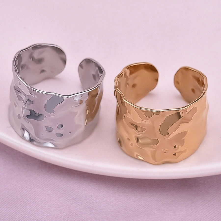 Jewelry IG Style French Style Geometric 304 Stainless Steel 18K Gold Plated Irregular Polishing Open Rings