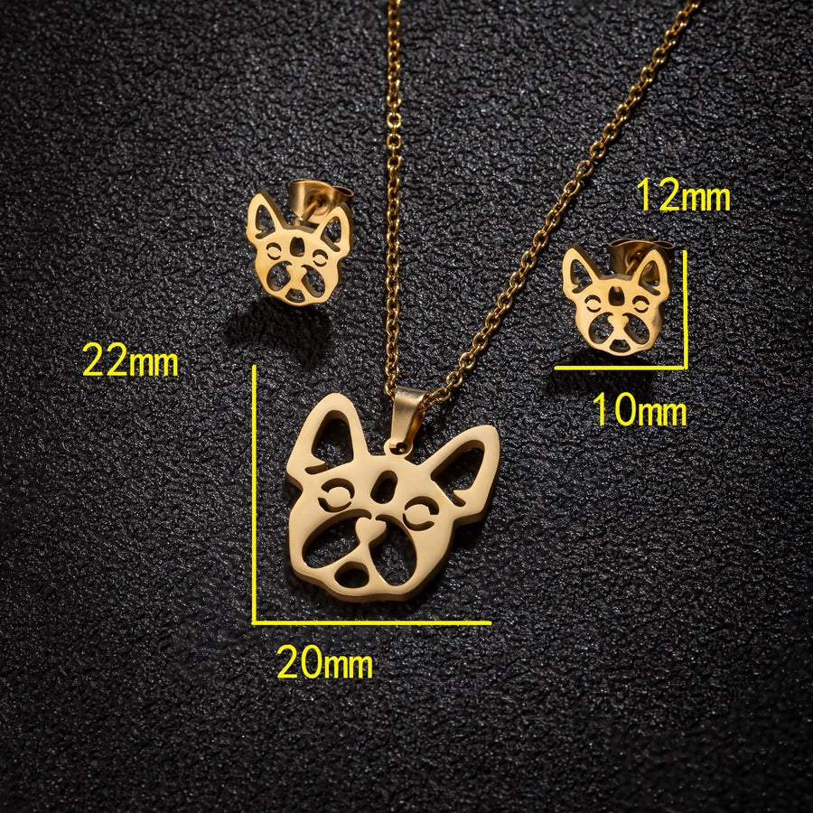 Jewelry Cute Simple Style Animal 201 Stainless Steel 18K Gold Plated Stainless Steel Jewelry Sets