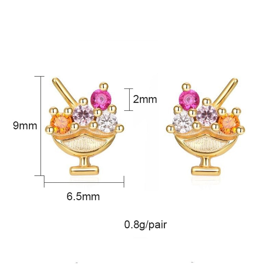 1 pair sweet simple style flower plating inlay copper zircon gold plated ear studs