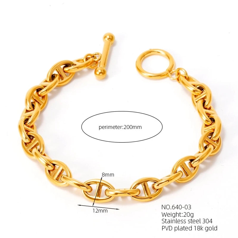 Luxurious Romantic Pig nose 304 Stainless Steel 18K Gold Plated Bracelets In Bulk