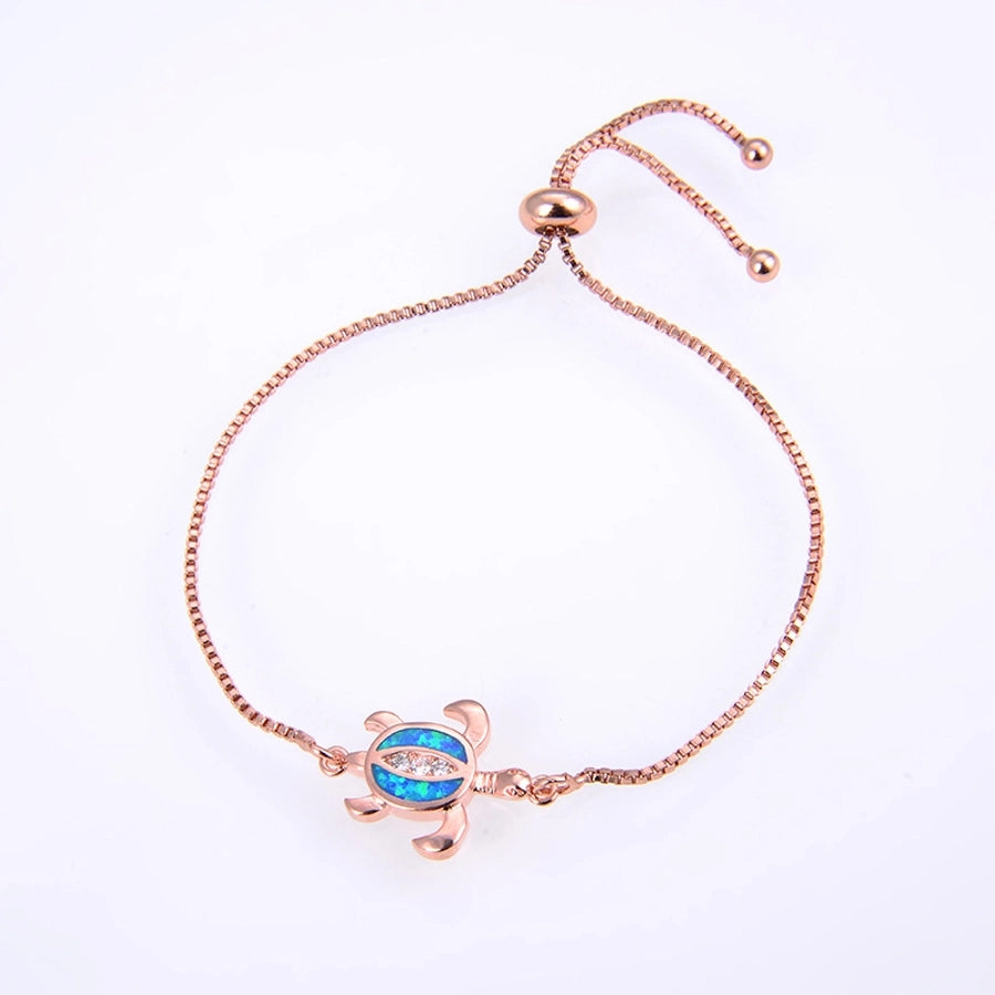 Copper 18K Gold Plated Polishing Plating Inlay Tortoise Opal Zircon Charms Bracelets