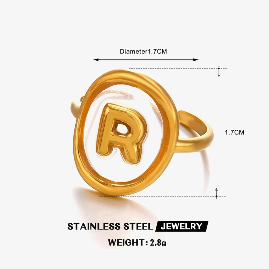 Jewelry Vintage Style Simple Style Letter 304 Stainless Steel Resin 18K Gold Plated Open Rings