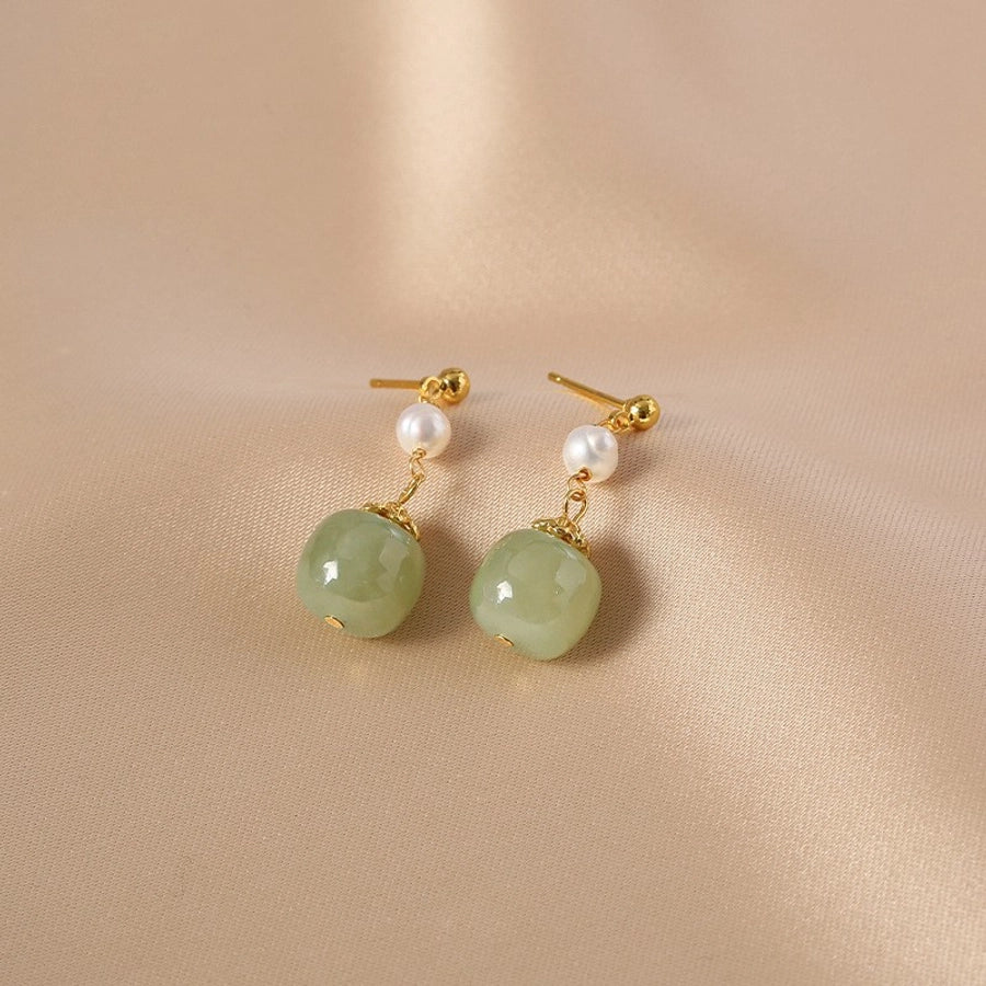 1 Pair Retro Geometric natural stone Drop Earrings - CEJEW