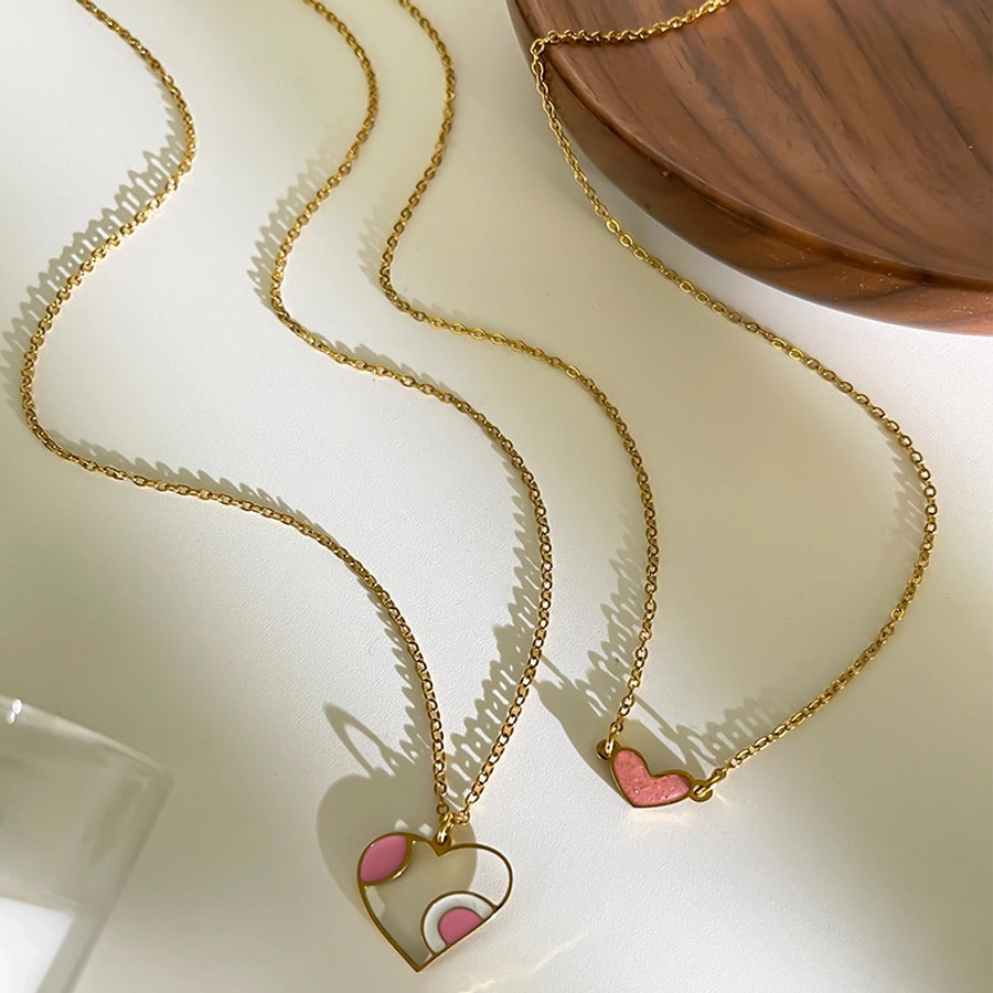 Jewelry Simple Style Heart Shape 316L Stainless Steel  18K Gold Plated Irregular Pendant Necklace