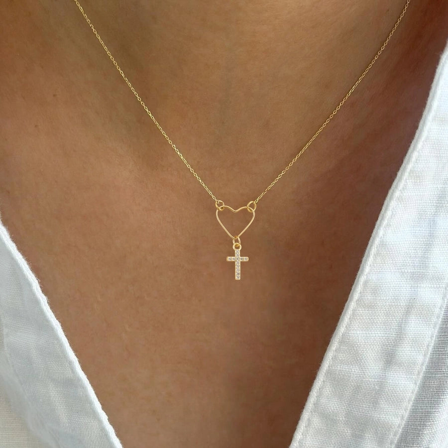 Jewelry Elegant Simple Style Classic Style Cross Heart Shape 201 Stainless Steel Copper Stainless Steel Necklaces