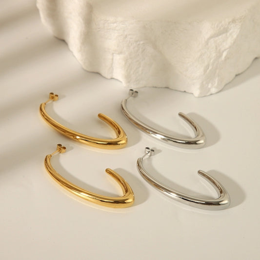 1 Pair Elegant Simple Style Geometric 304 Stainless Steel 18K Gold Plated Stainless Steel Earrings - CEJEW