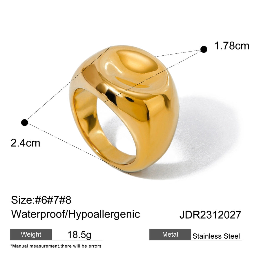 Jewelry IG Style Solid Color 304 Stainless Steel 18K Gold Plated Rings