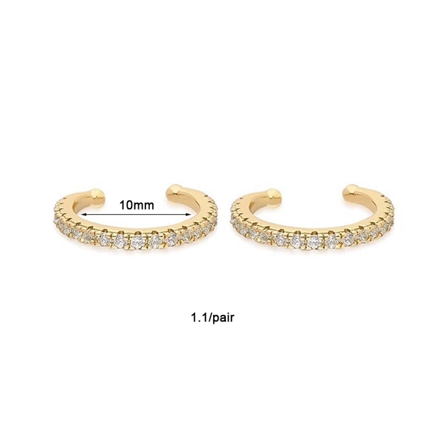 1 Pair IG Style Elegant Simple Style Geometric Copper Zircon 24K Gold Plated Drop Earrings Ear Cuffs Ear Studs