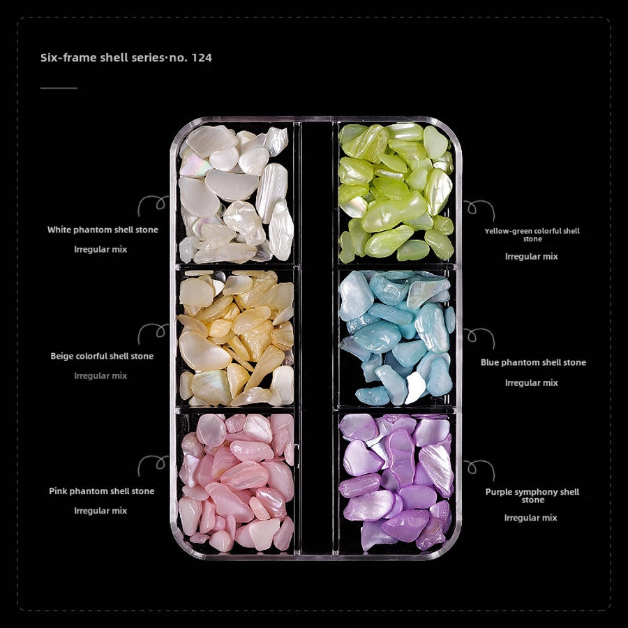 Mixed 6-grid Nail Art Decorations Water Drill Ab Color Drill Heaven's Light Flat Bottom Super Shiny White Glass Holographic