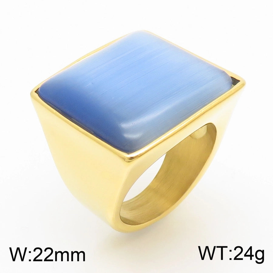 Jewelry Vintage Style Geometric Square Stainless Steel 18K Gold Plated Plating Rings