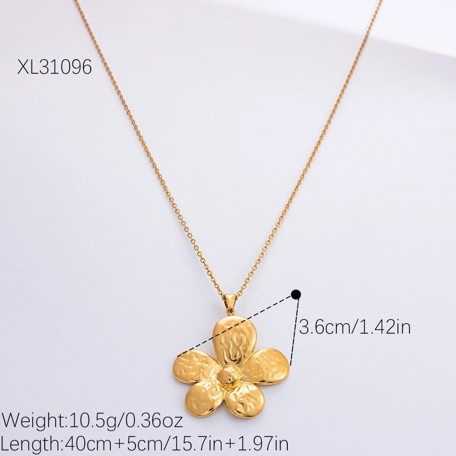 Jewelry Retro Simple Style Flower 304 Stainless Steel Plating Earrings Necklace