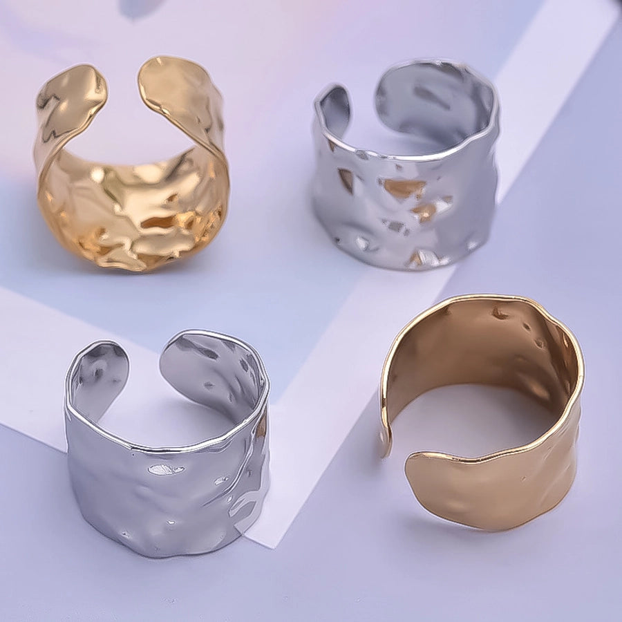 Jewelry IG Style French Style Geometric 304 Stainless Steel 18K Gold Plated Irregular Polishing Open Rings