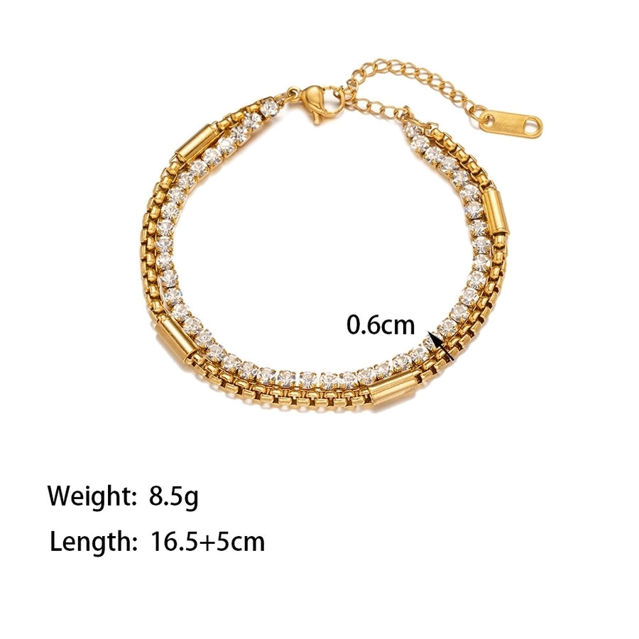 A Double-Layer Super Flash 18K Real Gold Stainless Steel Zircon Bracelet Suitable for Women's Daily Wear