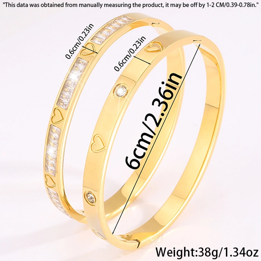 Elegant French Style Classic Style Solid Color 304 Stainless Steel Bangle In Bulk - CEJEW