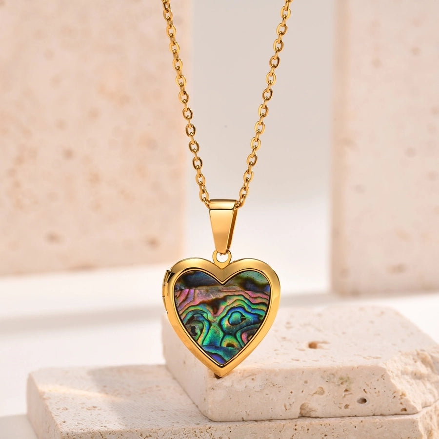 Jewelry Simple Style Heart Shape 201 Stainless Steel Pendant Necklace