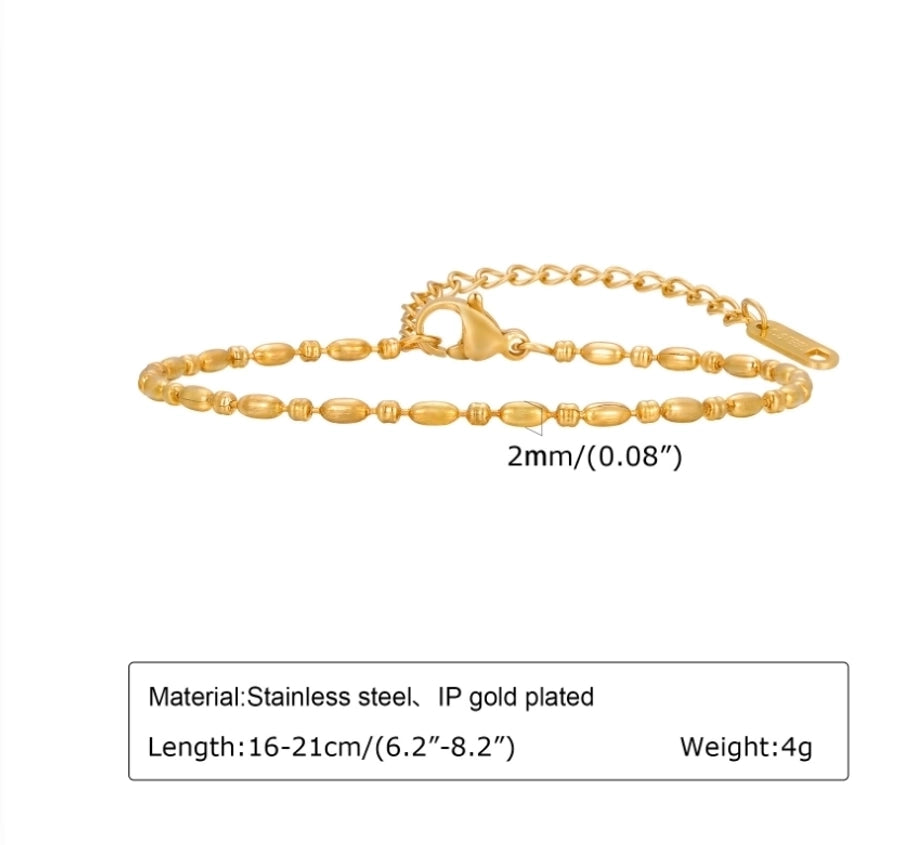 Jewelry Simple Style Solid Color 304 Stainless Steel 18K Gold Plated Bracelets Necklace