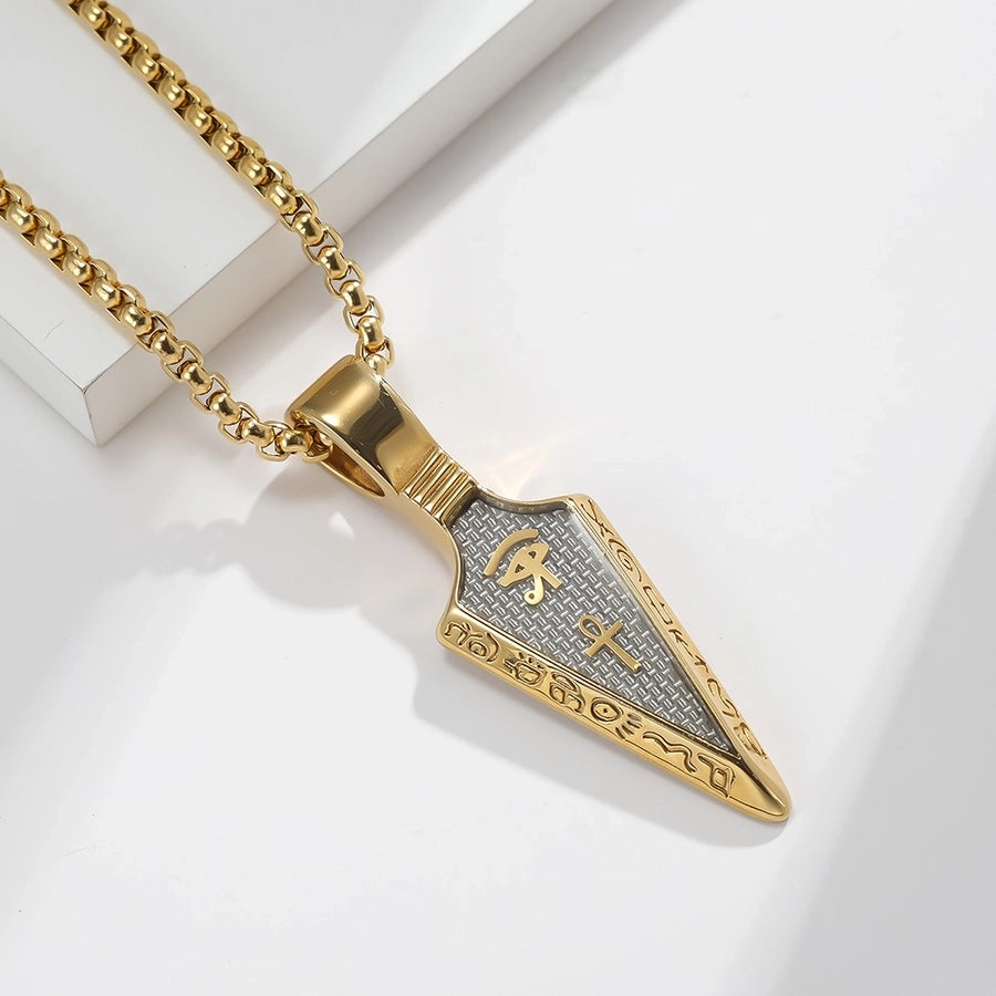 Hip-Hop Retro Box 304 Stainless Steel Plating Inlay Rhinestones 18K Gold Plated Men's Pendant Necklace - CEJEW